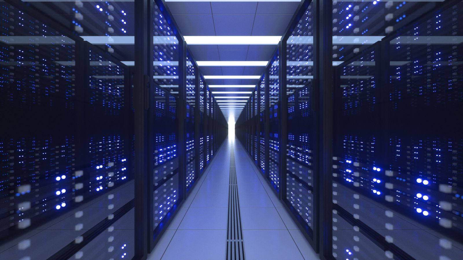 Server racks in secure data center - healthcare data hosting and backup