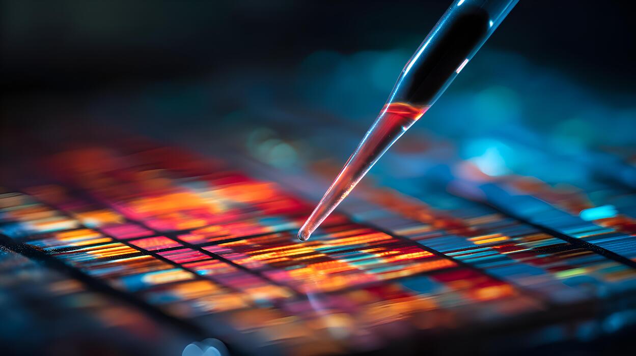 Pipetting samples onto a DNA sequencing plate in a molecular diagnostics lab