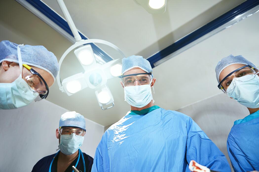 Thoracic Surgery Operating Room Surgical team in an operating room during a thoracic procedure