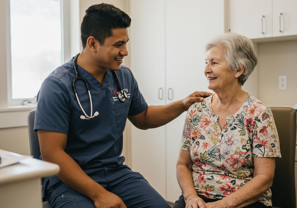 Doctor consulting with a patient at a community health clinic